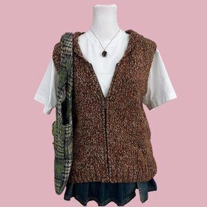 y2k autumnal marble boho granola zip up vest